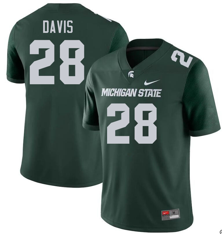 Men #28 Philipp Davis Michigan State Spartans College Football Jerseys Stitched Sale-Green